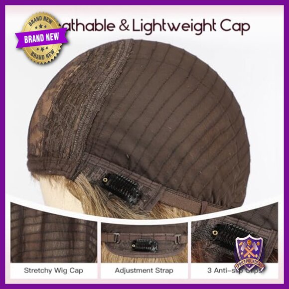 Shoulder Length Layered Bob Human Hair Wig with Bangs Breathable Cap main image 5